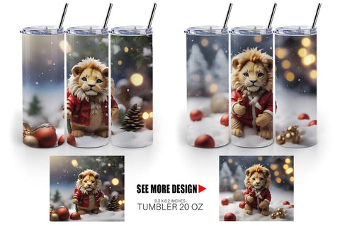 Tumbler Wrap Lion Christmas Sublimation artnoy 