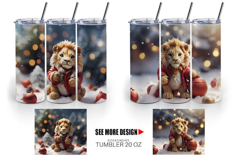 Tumbler Wrap Lion Christmas Sublimation artnoy 