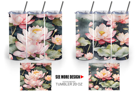 Tumbler Wrap Lotus Pattern Sublimation artnoy 
