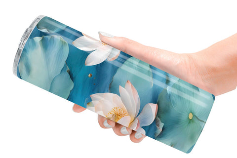 Tumbler Wrap Lotus Watercolor Pattern Sublimation artnoy 