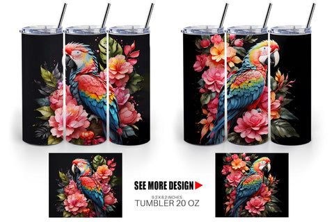 Tumbler Wrap Macaw Bird Sublimation artnoy 