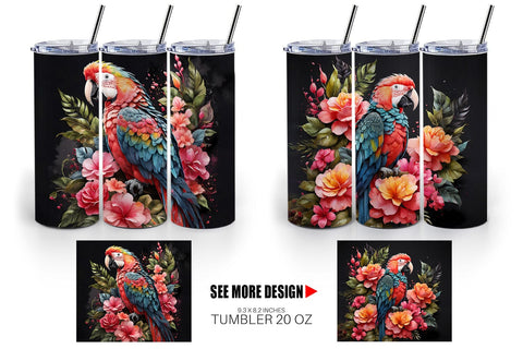 Tumbler Wrap Macaw Bird Sublimation artnoy 