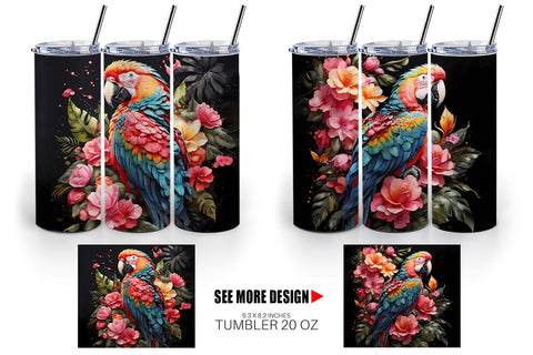 Tumbler Wrap Macaw Bird Sublimation artnoy 