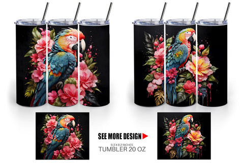 Tumbler Wrap Macaw Bird Sublimation artnoy 