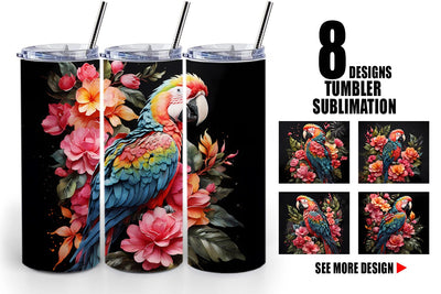 Tumbler Wrap Macaw Bird Sublimation artnoy 