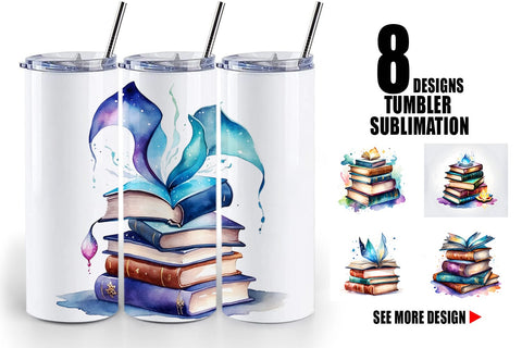 Tumbler Wrap Magical Books Sublimation artnoy 