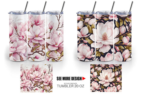Tumbler Wrap Magnolia Pattern Sublimation artnoy 