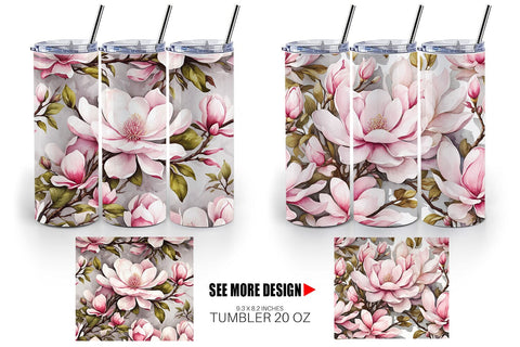 Tumbler Wrap Magnolia Pattern Sublimation artnoy 