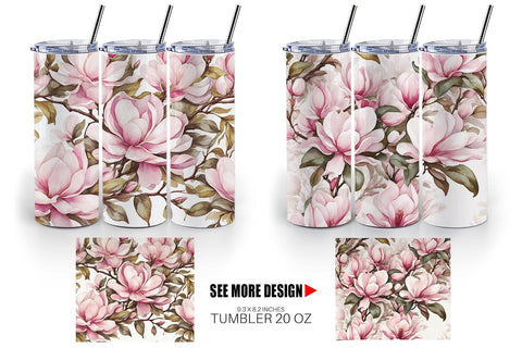 Tumbler Wrap Magnolia Pattern Sublimation artnoy 