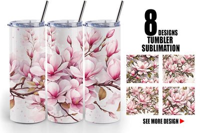 Tumbler Wrap Magnolia Pattern Sublimation artnoy 
