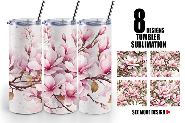 Tumbler Wrap Magnolia Pattern Sublimation artnoy 