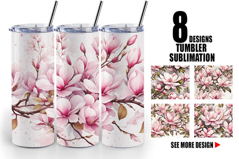Tumbler Wrap Magnolia Pattern Sublimation artnoy 