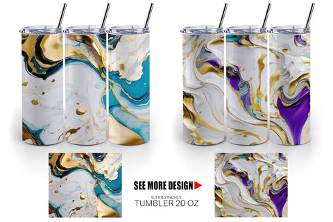 Tumbler Wrap Marble Liquid with gold Sublimation artnoy 