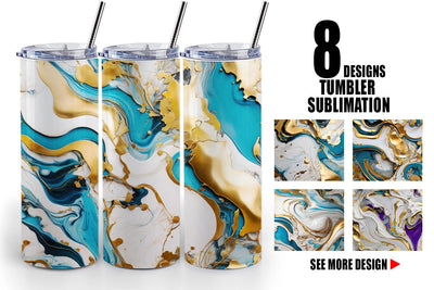 Tumbler Wrap Marble Liquid with gold Sublimation artnoy 