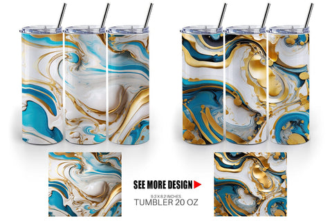 Tumbler Wrap Marble Liquid with gold Sublimation artnoy 