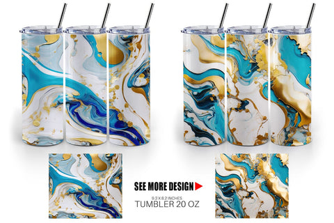 Tumbler Wrap Marble Liquid with gold Sublimation artnoy 
