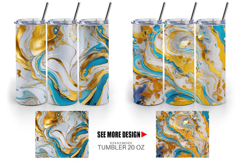Tumbler Wrap Marble Liquid with gold Sublimation artnoy 