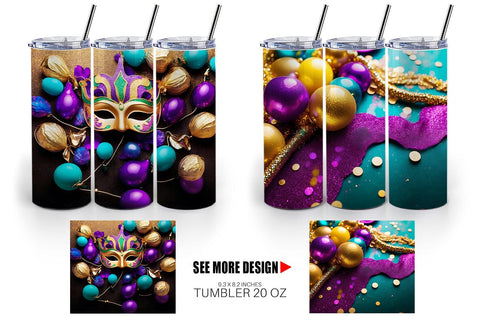 Tumbler Wrap Mardi Gras Glitter Sublimation artnoy 