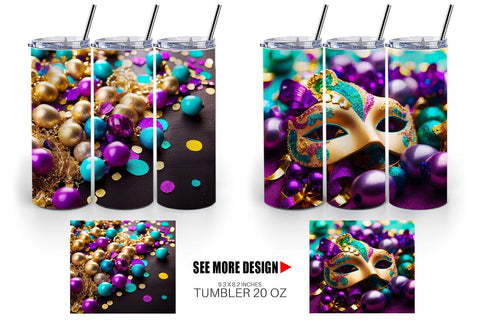 Tumbler Wrap Mardi Gras Glitter Sublimation artnoy 