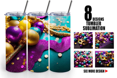 Tumbler Wrap Mardi Gras Glitter Sublimation artnoy 
