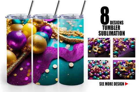 Tumbler Wrap Mardi Gras Glitter Sublimation artnoy 