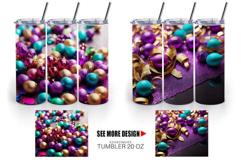 Tumbler Wrap Mardi Gras Glitter Sublimation artnoy 