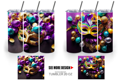 Tumbler Wrap Mardi Gras Glitter Sublimation artnoy 