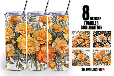 Tumbler Wrap Marigold Pattern Sublimation artnoy 
