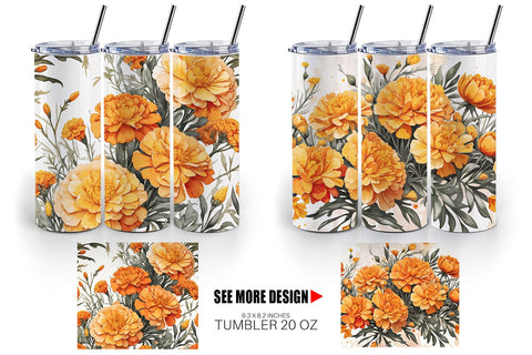 Tumbler Wrap Marigold Pattern Sublimation artnoy 