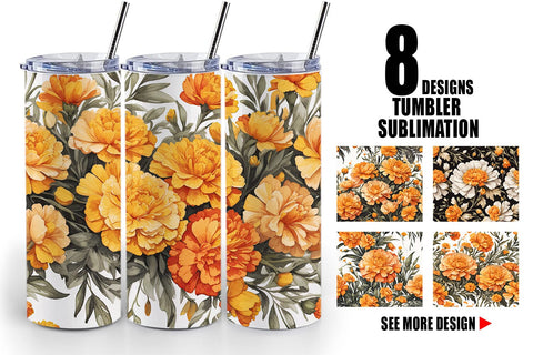 Tumbler Wrap Marigold Pattern Sublimation artnoy 