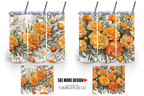Tumbler Wrap Marigold Pattern Sublimation artnoy 