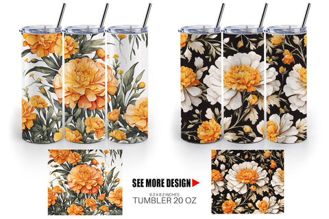Tumbler Wrap Marigold Pattern Sublimation artnoy 