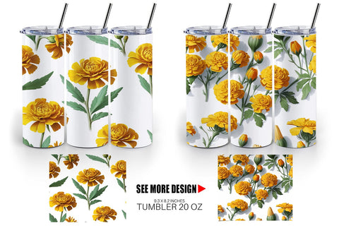 Tumbler Wrap Marigolds Pattern Sublimation artnoy 