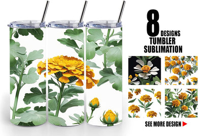 Tumbler Wrap Marigolds Pattern Sublimation artnoy 