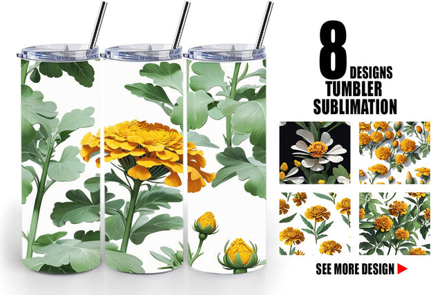 Tumbler Wrap Marigolds Pattern Sublimation artnoy 