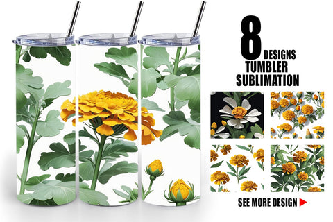 Tumbler Wrap Marigolds Pattern Sublimation artnoy 