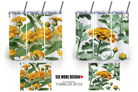 Tumbler Wrap Marigolds Pattern Sublimation artnoy 