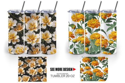 Tumbler Wrap Marigolds Pattern Sublimation artnoy 