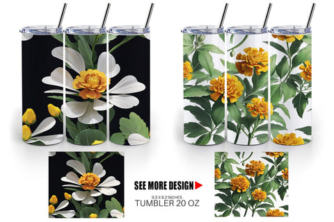 Tumbler Wrap Marigolds Pattern Sublimation artnoy 