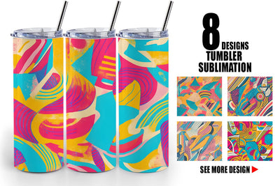 Tumbler Wrap Memphis Watercolor Sublimation artnoy 