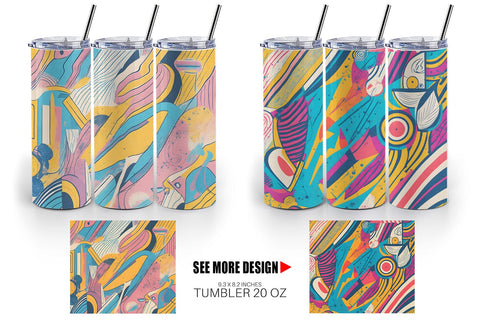 Tumbler Wrap Memphis Watercolor Sublimation artnoy 