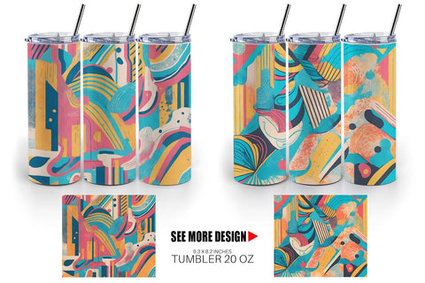 Tumbler Wrap Memphis Watercolor Sublimation artnoy 