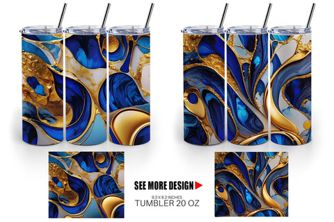 Tumbler Wrap Metallic Marble Abstract Sublimation artnoy 