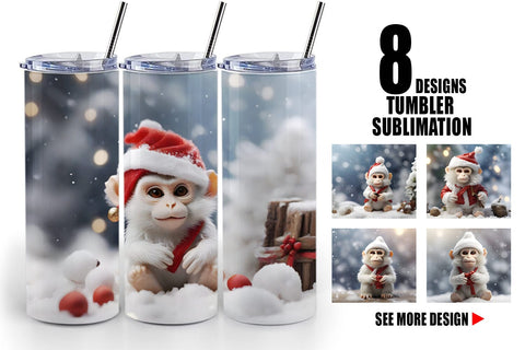 Tumbler Wrap Monkey Christmas Sublimation artnoy 