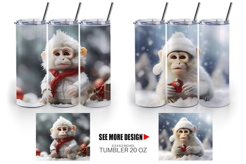 Tumbler Wrap Monkey Christmas Sublimation artnoy 