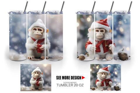 Tumbler Wrap Monkey Christmas Sublimation artnoy 