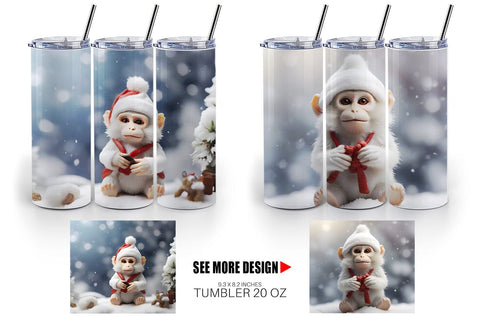 Tumbler Wrap Monkey Christmas Sublimation artnoy 