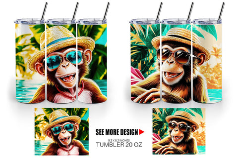 Tumbler Wrap Monkey in Summer Sublimation artnoy 