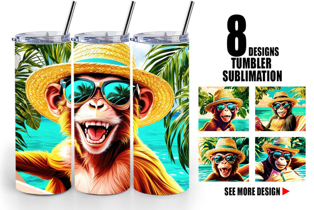Tumbler Wrap Monkey in Summer Sublimation artnoy 