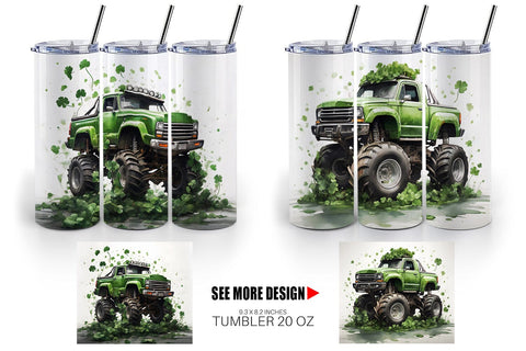 Tumbler Wrap Monster Truck Shamrocks Sublimation artnoy 